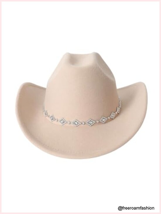 Rhinestone Western Cowgirl Hat Wide Brim Cowboy Hat for Parties